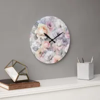 Elegant Rose Blossoms Large Clock