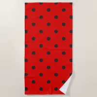 Polka Dot Black and Red Beach Towel