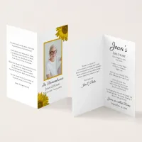 Sunflower Blossoms Funeral Memorial Prayer Business Card