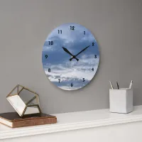 Blue Cloudy Sky Large Clock