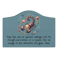 Kids Christian Prayer Woodland Scorpion on Blue | Door Sign