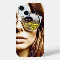 Cool Chick with Reflection of a Musical Festival  iPhone 15 Case