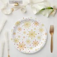 Retro Atomic Mid-Century Mod Red & Gold Starburst Paper Plates