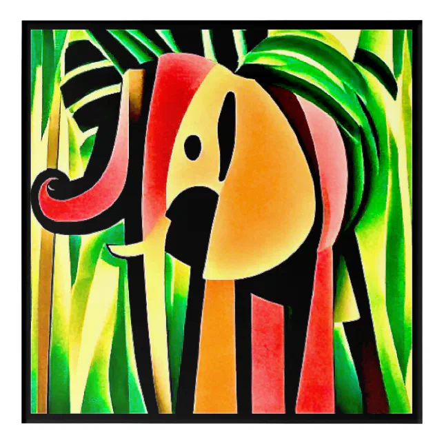 Multicolored elephant acrylic print