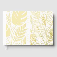 Monstera Gold Foliage Wedding  Foil Guest Book