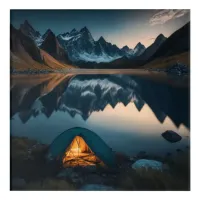 Tent, Mountains and Lake Camping Themed Art