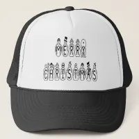 Merry Christmas Snow People Font Trucker Hat