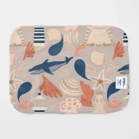 Ocean Adventure -Whales,Jellyfish & Lighthouse Fun Baby Burp Cloth