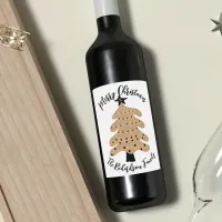 Color Changable Hand Drawn Doodle Christmas Tree Wine Label