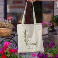 Elegant Lily of the Valley Monogram L Custom Name Tote Bag