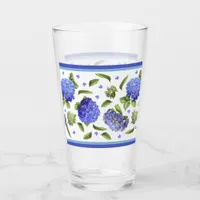 Blue Hydrangeas Bordered Pattern Glass