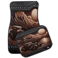 Leather-Styled Vintage Car Landscape Car Floor Mat