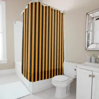 Halloween Orange and Black Striped Shower Curtain