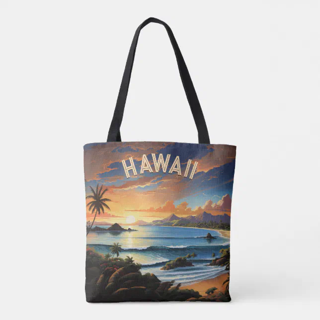 Hawaiian Tropical Paradise Vintage Painting Tote