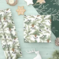 Winter Chickadee Woodland Pattern Wrapping Paper