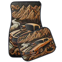 Scenic Muscle Car in River Valley Car Floor Mat