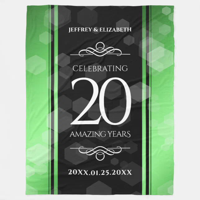 Elegant 20th Emerald Wedding Anniversary Fleece Blanket