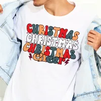 Christmas Cheer Retro Groovy Christmas Holidays Tri-Blend Shirt