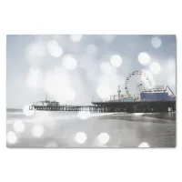 Santa Monica Pier - Silver Grey Sparkles Photo Edi Tissue Paper