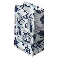 Nautical Beach Pattern Navy ID839 Small Gift Bag