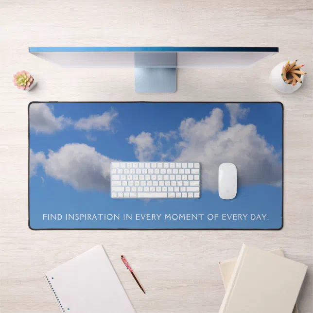 Fluffy Clouds in a Cerulean Blue Summer Sky  Desk Mat