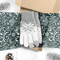 Dark Green Snowflakes and Swirls Christmas Tissue Paper