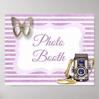 Photo Booth Sign Purple Butterfly Poster