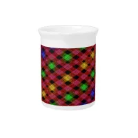 Gingham Check Multicolored Pattern Beverage Pitcher