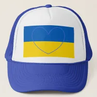 Blue and Yellow Ukraine Support  Heart Trucker Hat