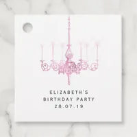 Glam Pink Chandeliers and Sequins Favor Tags