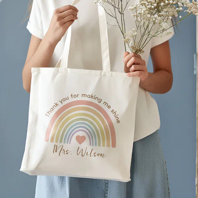 Teacher Thank you for making me Rainbow Retirement Tote Bag