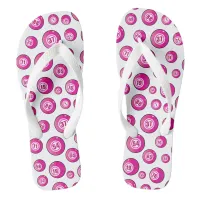 Bingo Balls Fun Pink and White Flip Flops