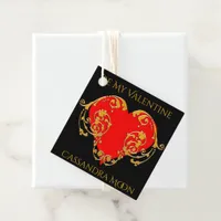 Bold Romantic Valentine Red Goth Heart Favor Tags