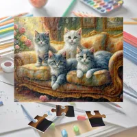 Cats on the sofa - cute scene in vintage look jigsaw puzzle