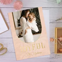 Modern Botanical Arch Joyful Photo    Foil Holiday Card