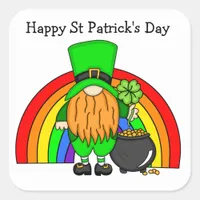 Happy St Patrick's Day | Gnome Leprechaun  Square Sticker