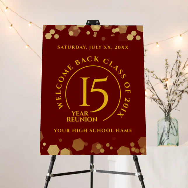 Red & Gold School College Class Reunion Welcome Foam Board