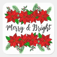 Merry and Bright | Pretty Christmas Square Sticker