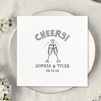 Cute Handwritten Cheers Simple Custom Name Wedding Napkins