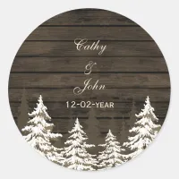 Barnwood Rustic Pine trees, winter favor stickers