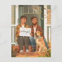 Young Couple and their Dog Postcard