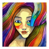 Colorful Abstract Pretty Girl Artsy Photo Print