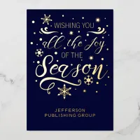 Navy Gold Modern Business Holiday Foil Card