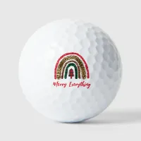 Red Rainbow Merry Everything Christmas Holiday Golf Balls