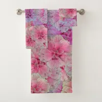 Pink Carnations in vintage style Bath Towel Set