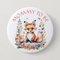 Mommy to be  | Baby Fox and Flowers Baby Shower Button