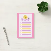 Yellow Purple Girly Floral Flower Blossom Hearts Post-it Notes