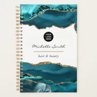 Teal - Turquoise and Gold Agate Business Planner