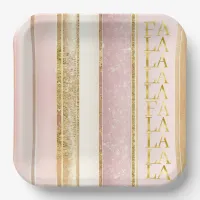 Pink Gold Christmas Fa La La Pattern#27 ID1009 Paper Plates