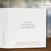 Minimalist White Estate Planning Binder 2 inch